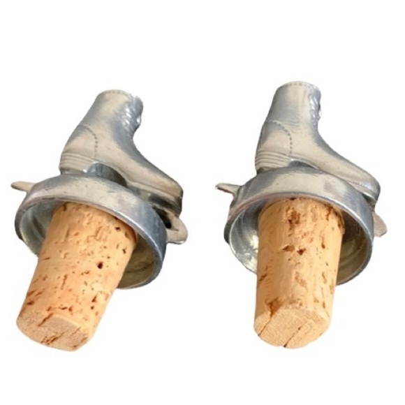 Metal Ice Skate Bottle Stopper Decorative Wine Bottle Stopper Comes in a Pair - Picture 6 of 11